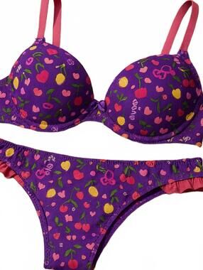 Bra & Panties / BodyCandy Purple Printed Set / 34C Bra / Size 5 Panties / NWT